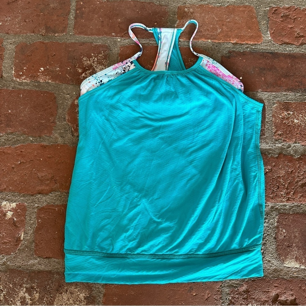 Ivivva by Lululemon Girls Active Double Dutch Layered Racerback Tank Top Size 10
